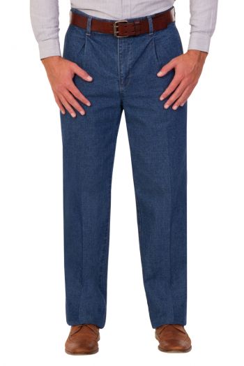 Mens Single Pleated Denim Chino (A016)