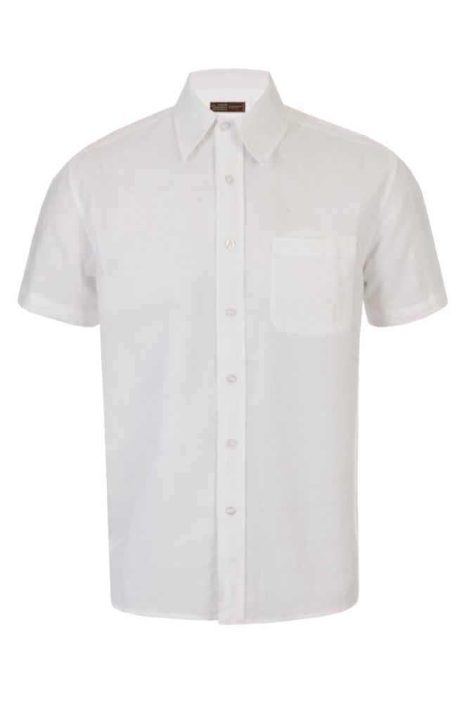 Short Sleeve Shirt Linen white, Shirts Alexanders of London